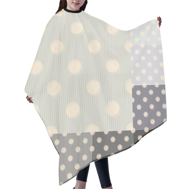 Personality  Seamless Grey Black Polka Dots Striped Pattern Hair Cutting Cape