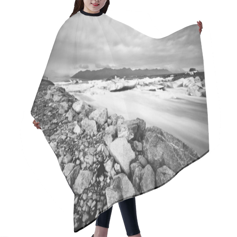 Personality  Jokulsarlon Glacier Lagoon In Iceland. Long Exposure Shot Makes The Water And The Sky Silky. Long Exposure, Glacier, Moody Concepts, Vintage Black And White Hair Cutting Cape