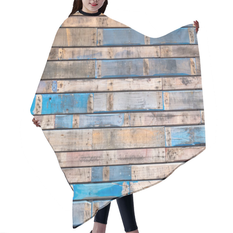 Personality  Grungy Blue Painted Wood Planks Of Exterior Siding Hair Cutting Cape