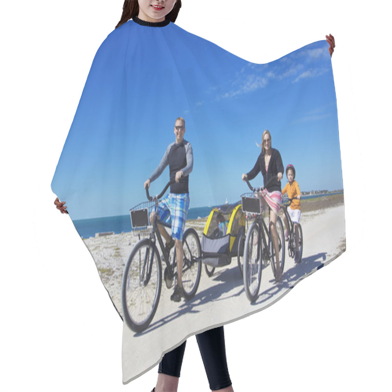 Personality  Family On A Beach Bicycle Ride Together Hair Cutting Cape