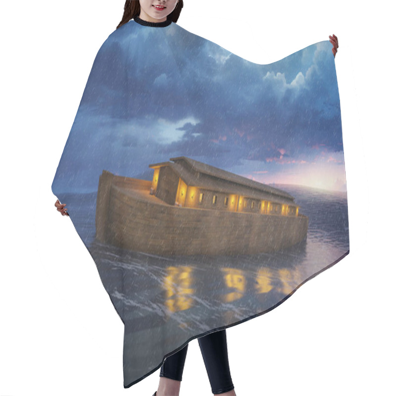 Personality  Noah's Ark Floats On Rough Water On Rainy Stormy Weather At Dusk - 3D Rendering Hair Cutting Cape