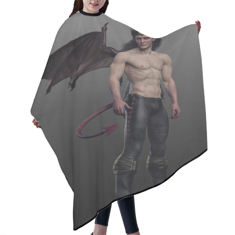 Personality  Sexy Muscular Male Demon Or Devil With Dragon Wings And Tail Hair Cutting Cape