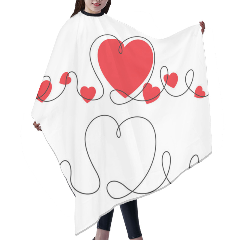 Personality  Heartbeat Lines With Hearts, Vector Illustration Hair Cutting Cape