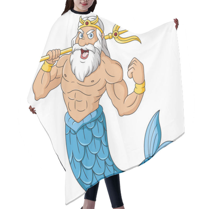 Personality  Vector Illustration Of Cute Poseidon Cartoon On White Background Hair Cutting Cape