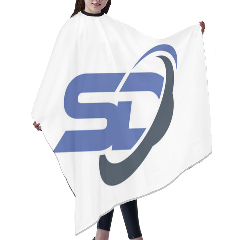 Personality  SD Logo Swoosh Ellipse Blue Letter Vector Concept Hair Cutting Cape