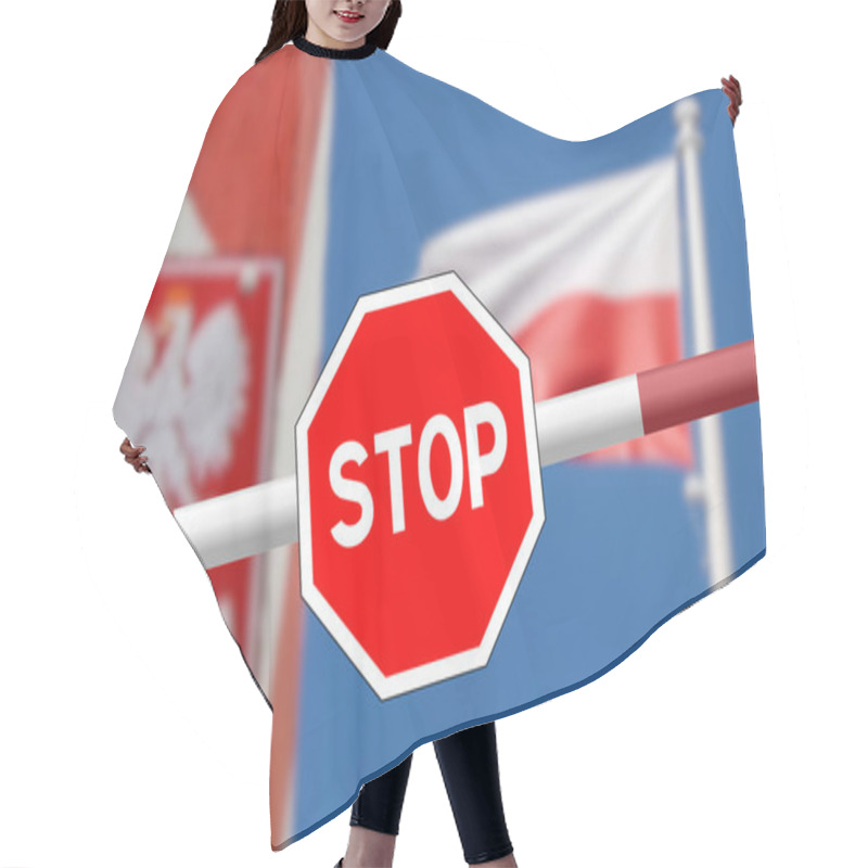 Personality  A Stop Sign And Control At The Polish Border Hair Cutting Cape