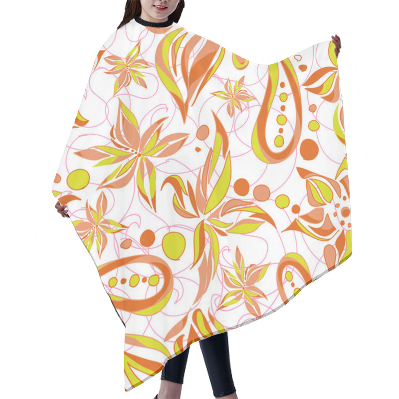 Personality  Bright Green Brown Simple Pattern With Swirls And Flowers Hair Cutting Cape