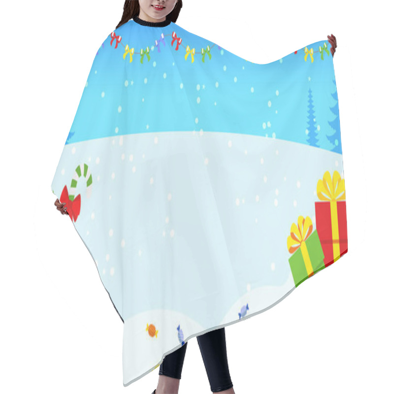 Personality  Horizontal Winter Snowy Landscape. Background For Christmas And New Year. Hair Cutting Cape