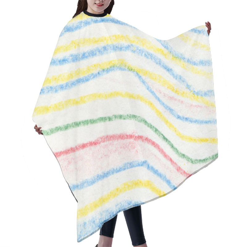 Personality  Striped Wavy Crayon Pattern. Hand Painted Oil Pastel Crayon. Hair Cutting Cape