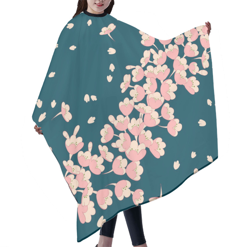 Personality  Seamless Pattern With Sakura Flowers Hair Cutting Cape