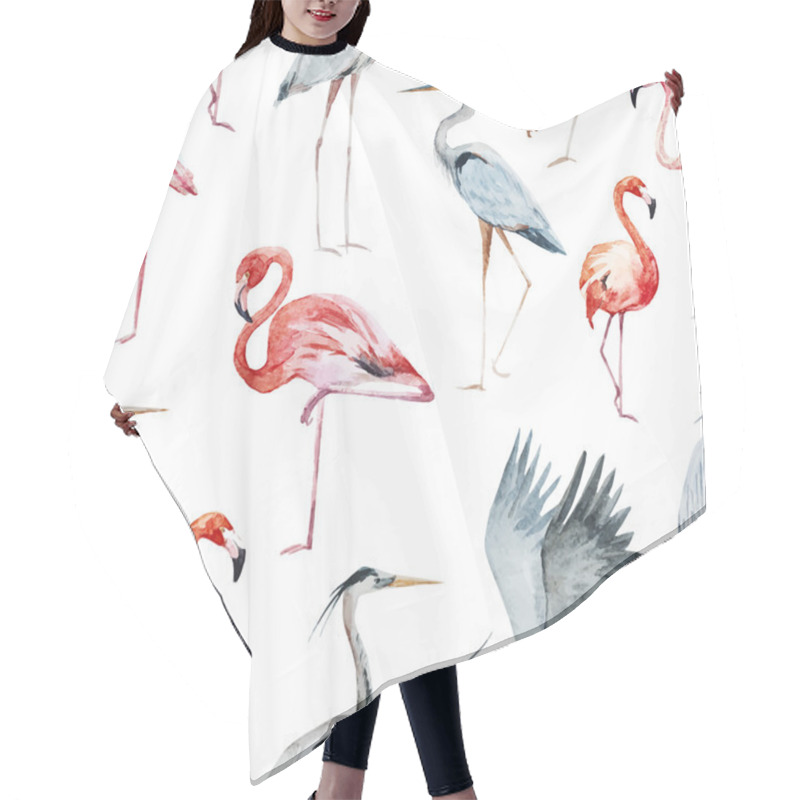 Personality  Flamngo And Heron Pattern Hair Cutting Cape