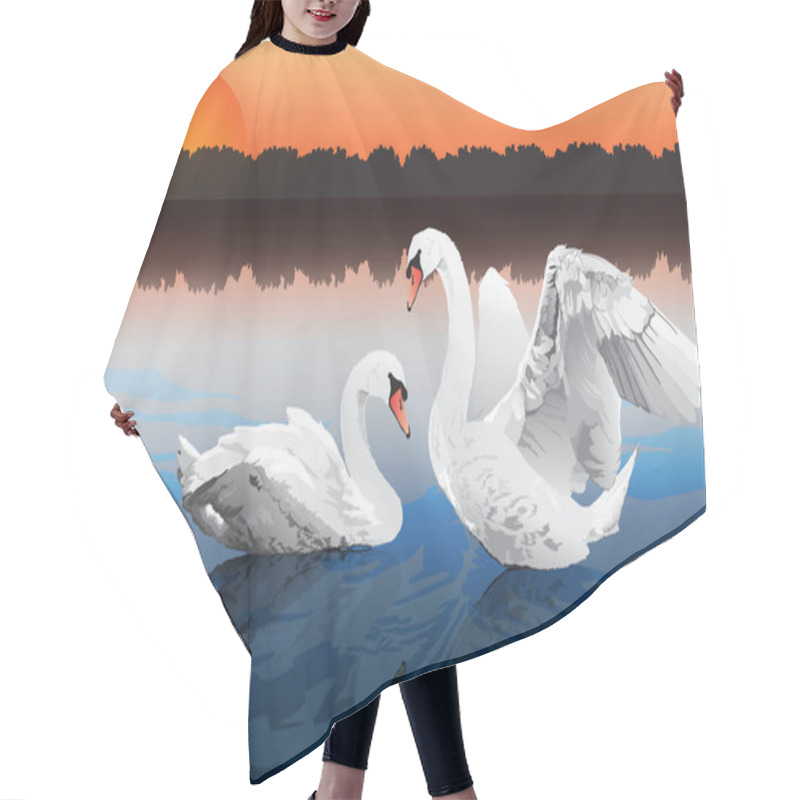 Personality  Romantic Swan Couple Hair Cutting Cape