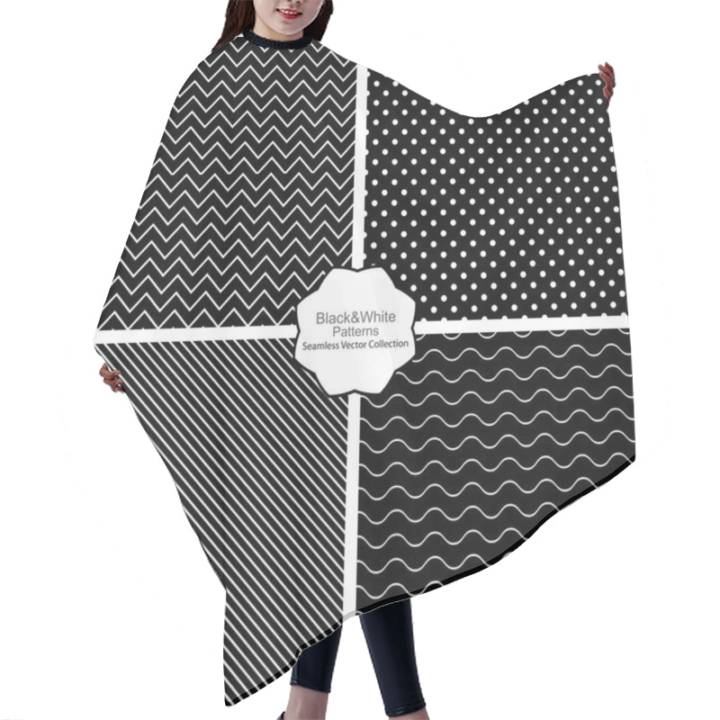 Personality  Simple Black And White Seamless Patterns. Hair Cutting Cape