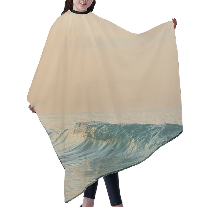 Personality  A Serene Ocean Wave Gently Rolling Under A Soft Sunset Glow. Hair Cutting Cape