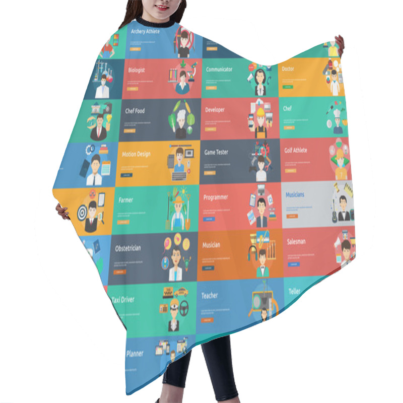 Personality  Human Profession Banner Set Hair Cutting Cape