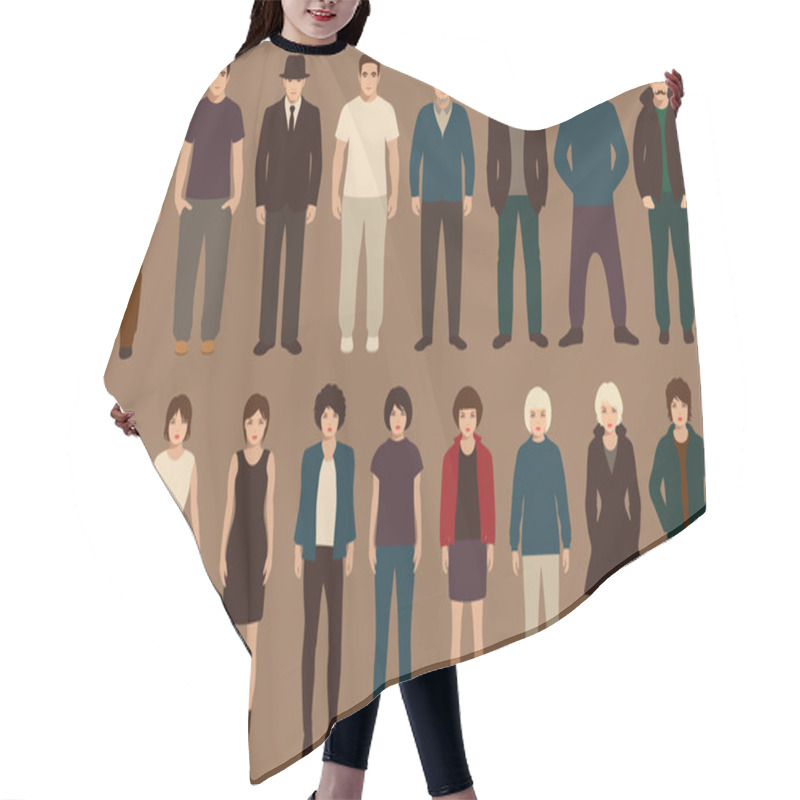 Personality  Fashion Vector Collection Of People, Cartoon Retro Characters Hair Cutting Cape