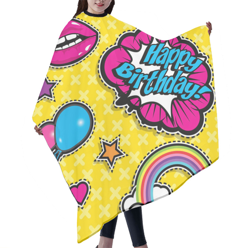 Personality  Pop Art Fashion Chic Patches Hair Cutting Cape