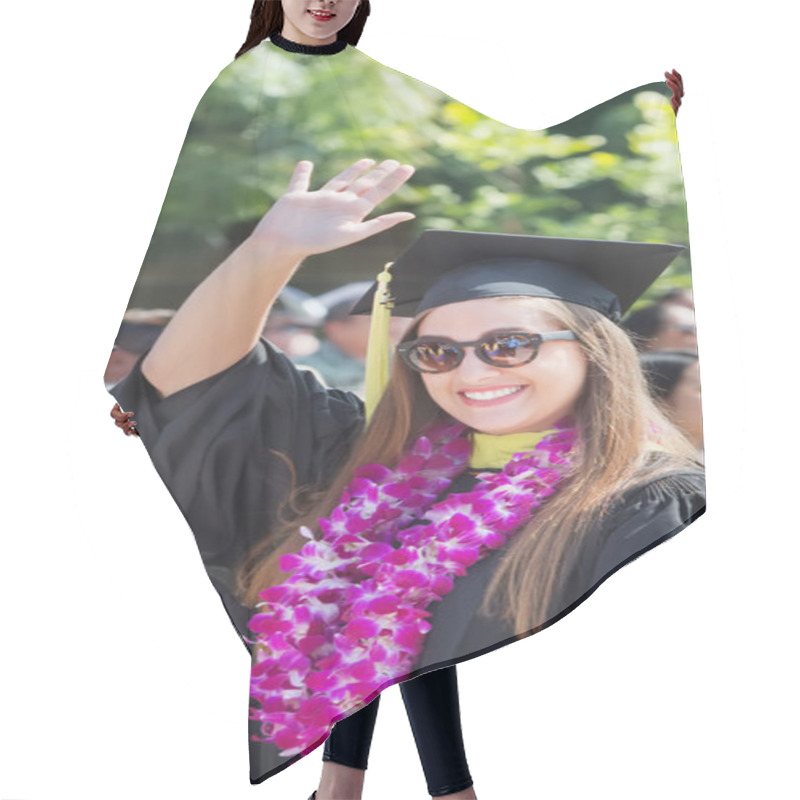 Personality  Excited Student Waving Hair Cutting Cape