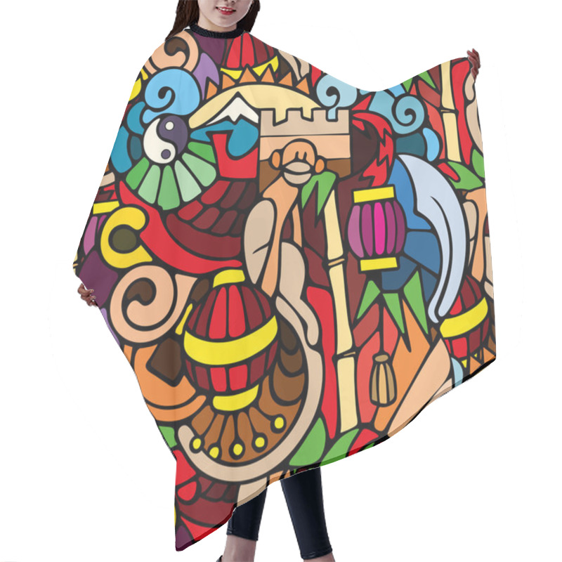 Personality  Chinese New Year Seamless Pattern Hair Cutting Cape