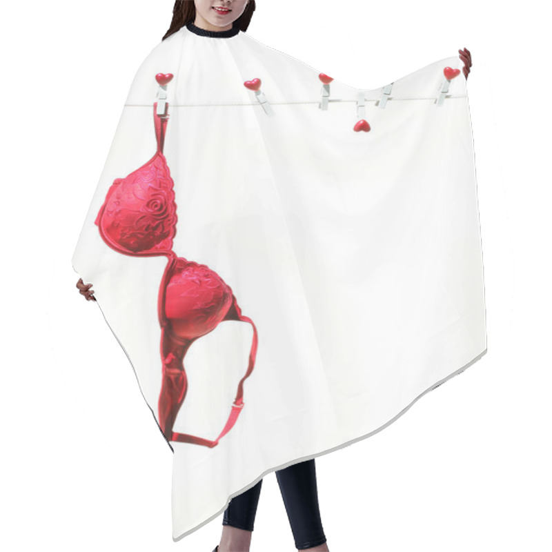 Personality  Red Brassierre Hanging On Clothesline Hair Cutting Cape