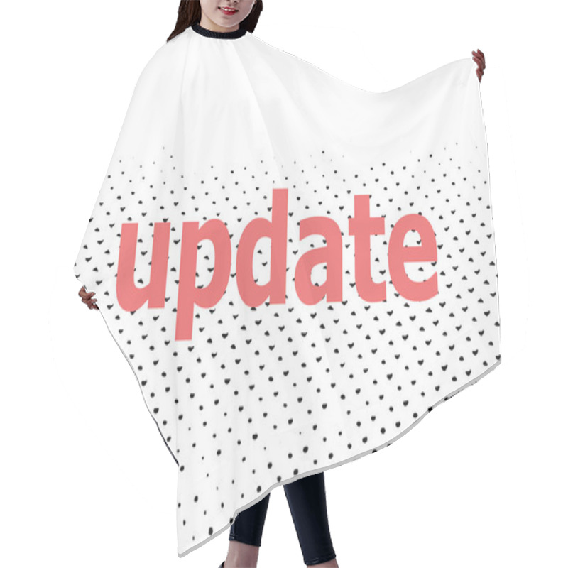 Personality  Text Update. Web Design Concept . Halftone Dots. Black Dots On White Background. Hair Cutting Cape