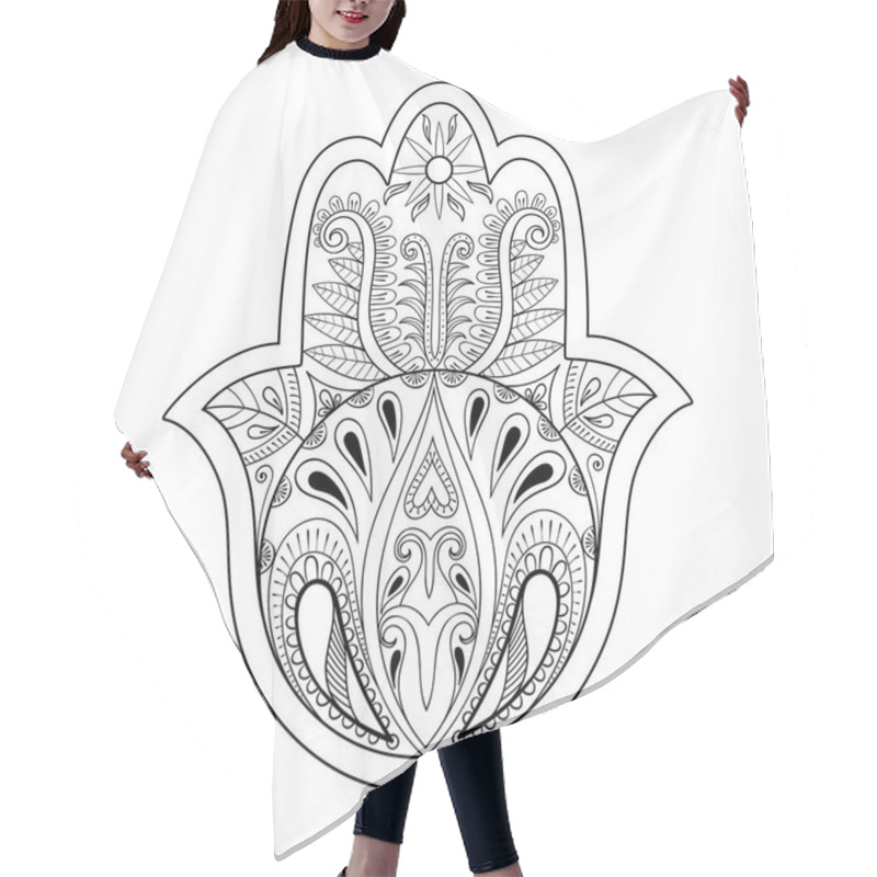 Personality  Hamsa Hand Vector Illustration. Hand Drawn Symbol Of Prayer For  Hair Cutting Cape