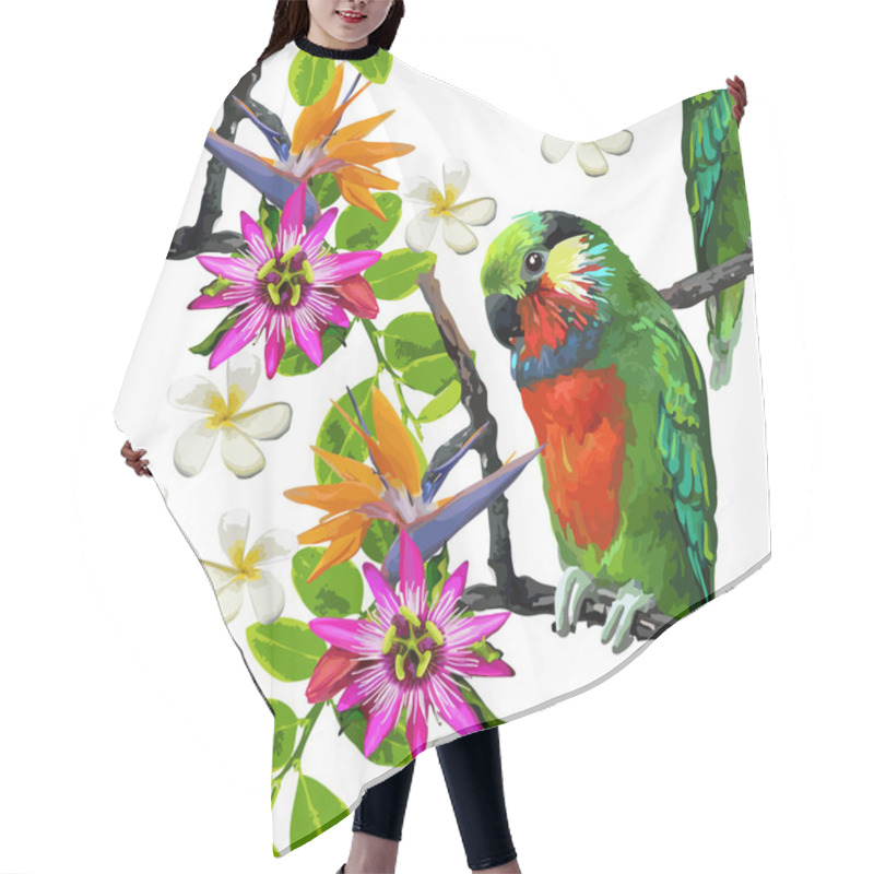 Personality  Exotic Birds And Beautiful Flowers Hair Cutting Cape