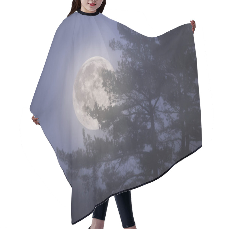 Personality  Rising Full Moon Night In A Misty Forest Hair Cutting Cape