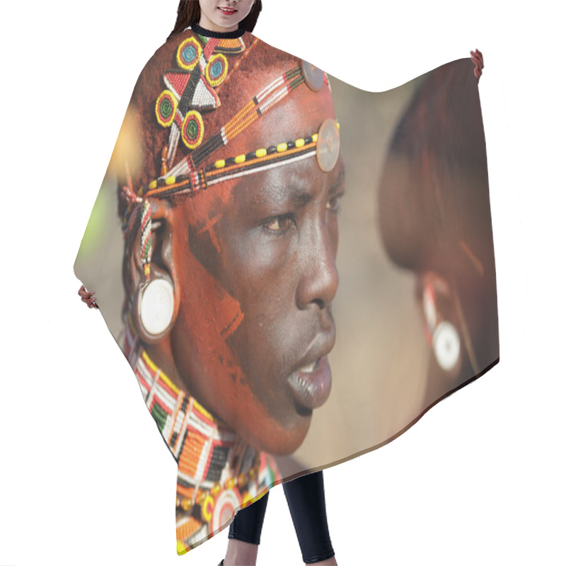 Personality  Unidentified Samburu Warrior Hair Cutting Cape