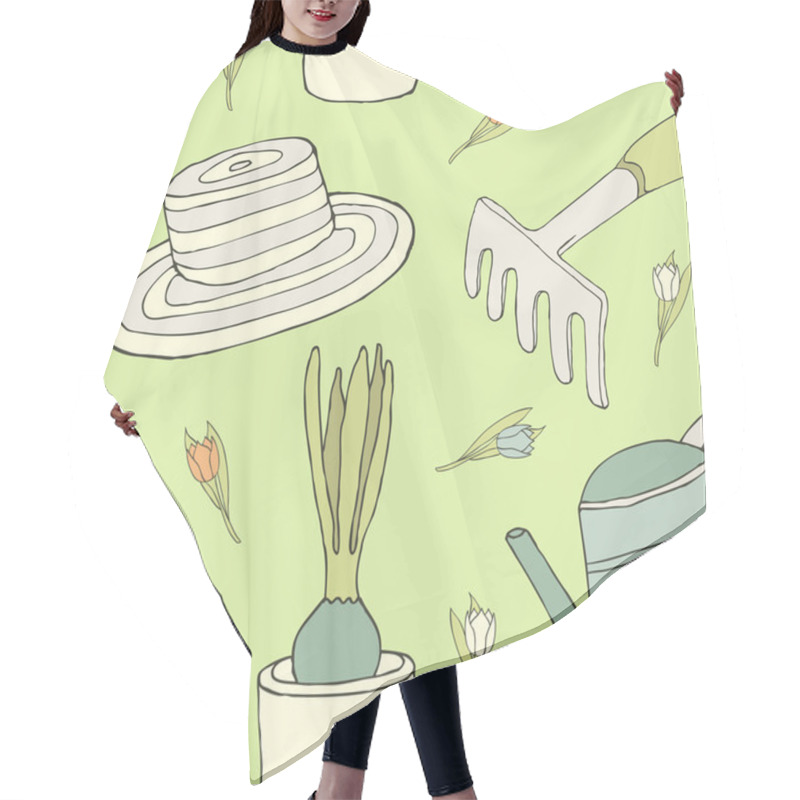 Personality  Spring Garden Seamless Pattern Hair Cutting Cape