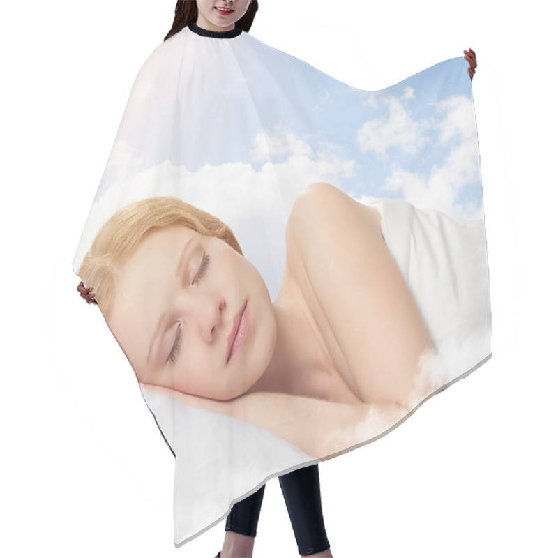 Personality  Beautiful Young Woman Sleeping On A Cloud In The Sky Hair Cutting Cape