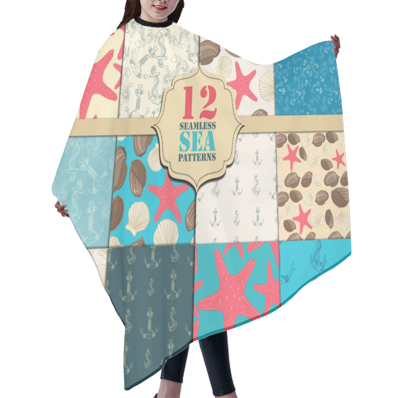 Personality  Seamless Pattern Sea Set Hair Cutting Cape