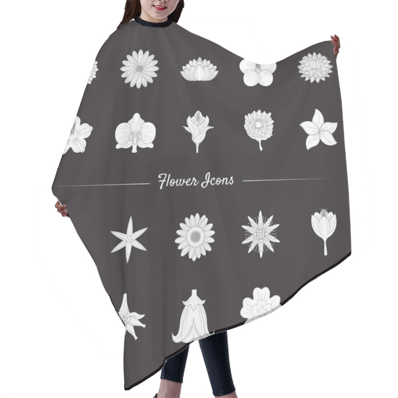 Personality  Set Of Flower Icons Hair Cutting Cape