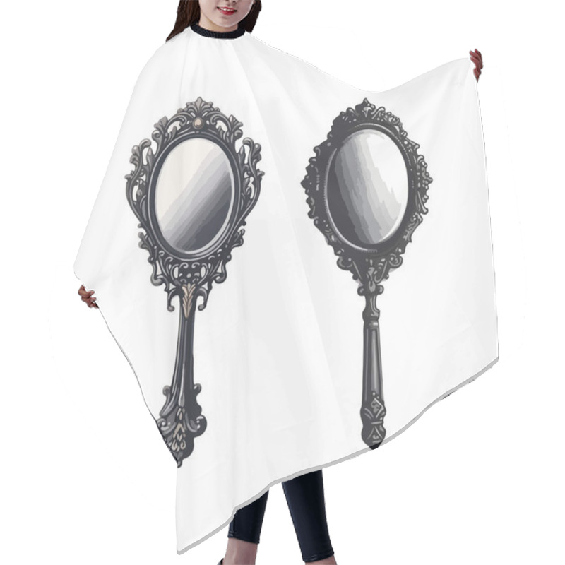 Personality  Gothic Mirror Clipart, Isolated Vector Illustration. Hair Cutting Cape