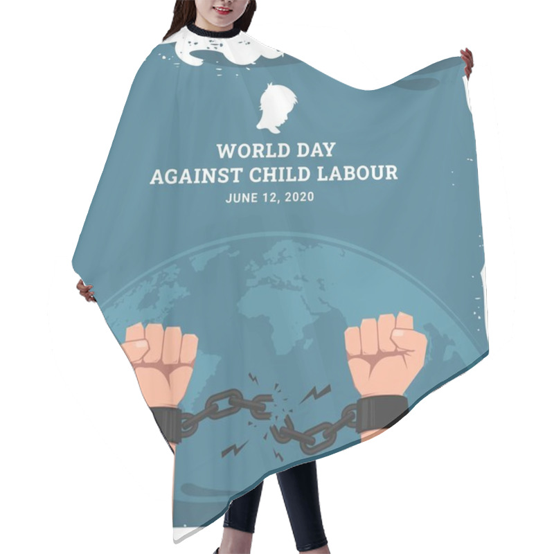 Personality  World Day Against Child Labour Background With Children As A Worker. Flat Style Vector Illustration Concept Of Stop Child Exploitation Campaign For Poster And Banner. Hair Cutting Cape