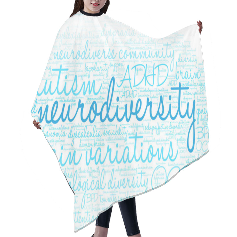 Personality  Neurodiversity Word Cloud On A White Background.  Hair Cutting Cape