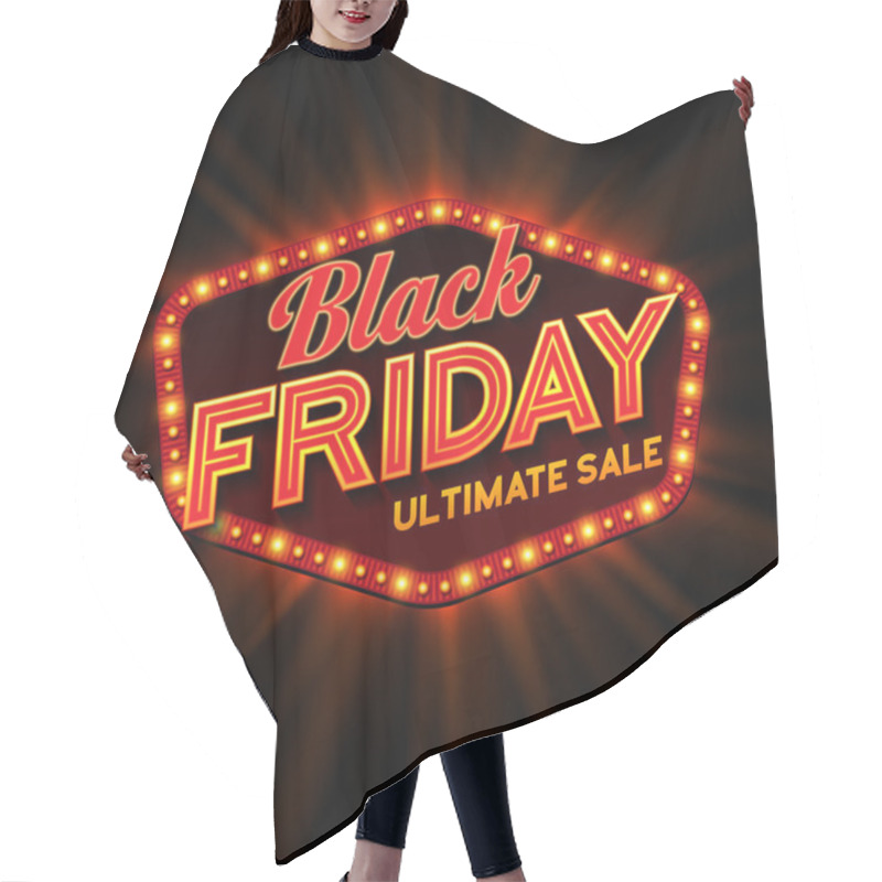 Personality  Black Friday Retro Light Frame. Vector Illustration Hair Cutting Cape