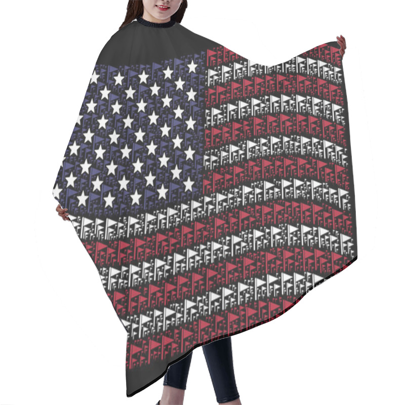 Personality  Waving USA Flag Stylized Composition Of Triangle Flag Hair Cutting Cape