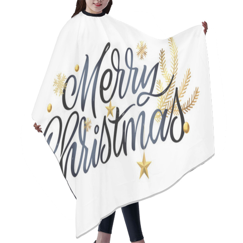 Personality  Seasons Greetings. Happy Winter Holidays Postcard. Merry Christmas And Happy New Year Lettering. Holly Jolly. Merry And Bright.  Hair Cutting Cape