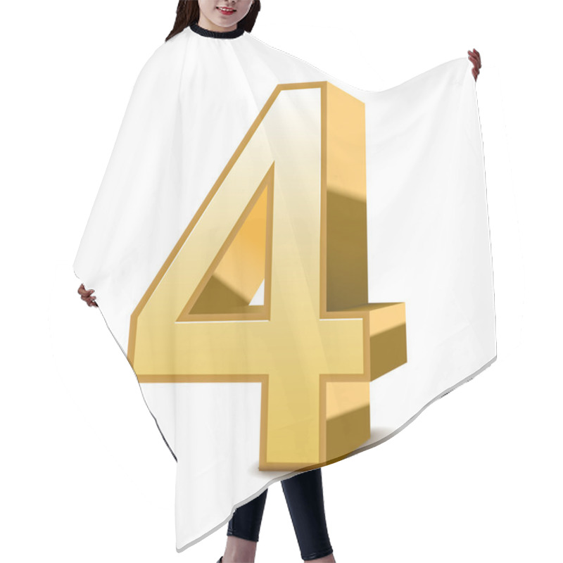 Personality  3d Shiny Golden Number 4 Hair Cutting Cape