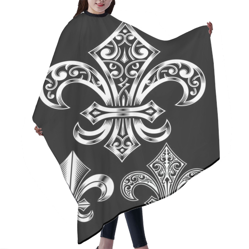 Personality  Ornate Fleur De Lis Vector Set Hair Cutting Cape