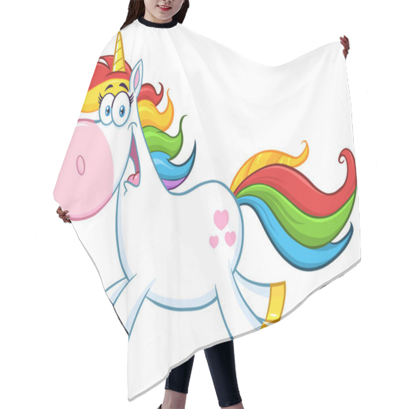 Personality  Smiling Magic Unicorn Cartoon Character Vector Illustration Hair Cutting Cape