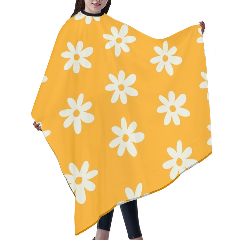 Personality  Yellow White Retro Y2K Flower Pattern Hair Cutting Cape