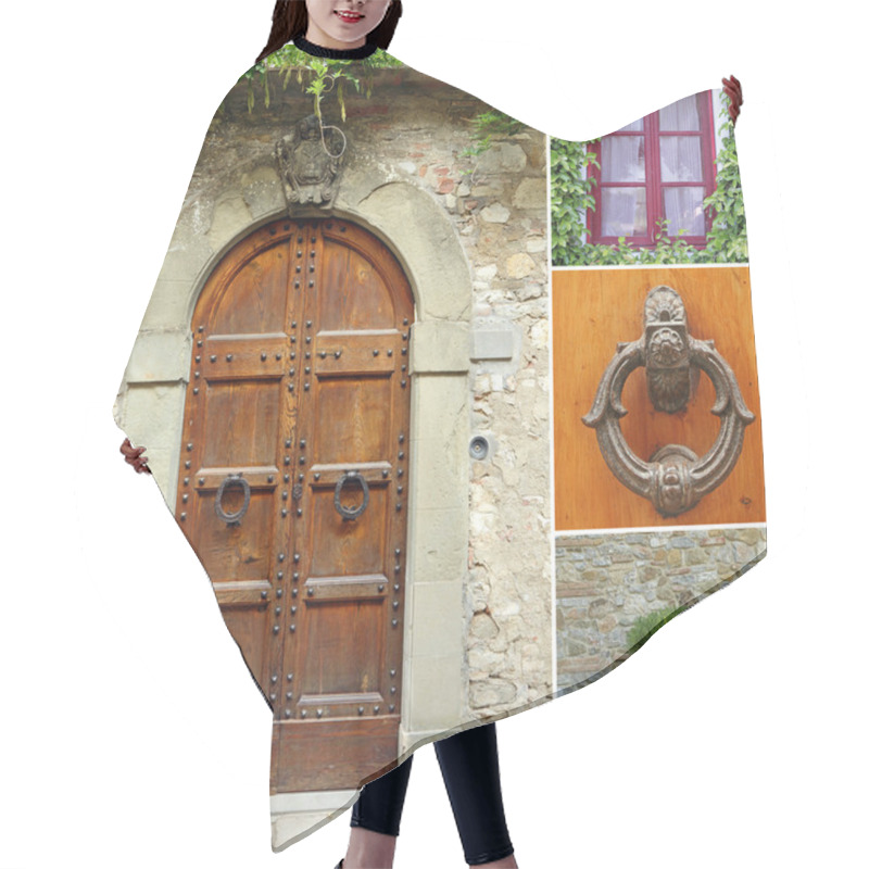 Personality  Front Door Collage, Tuscany, Italy, Europe Hair Cutting Cape