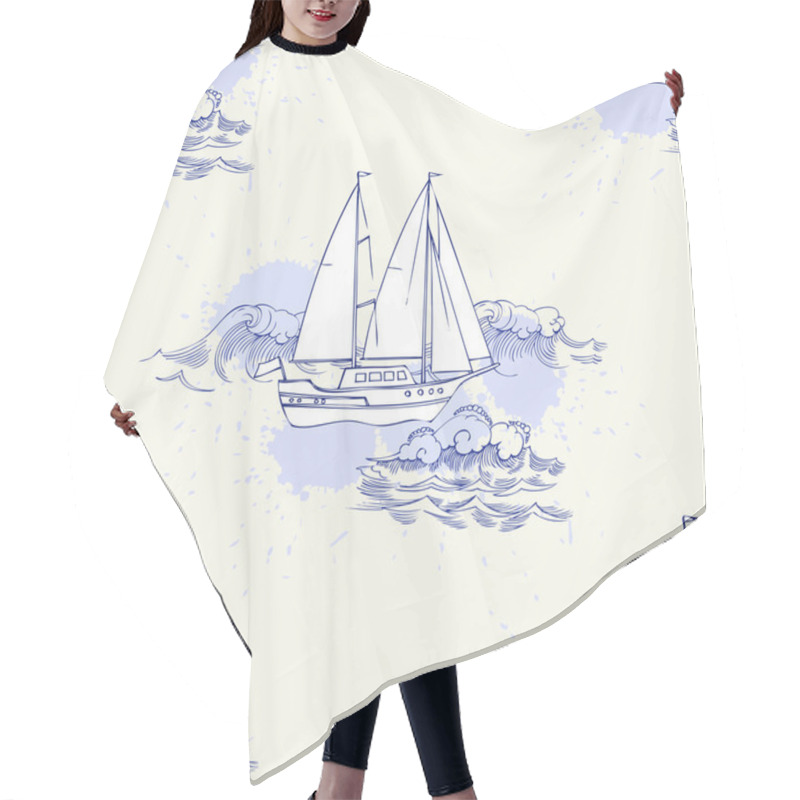 Personality  Seamless Pattern With Ships Hair Cutting Cape