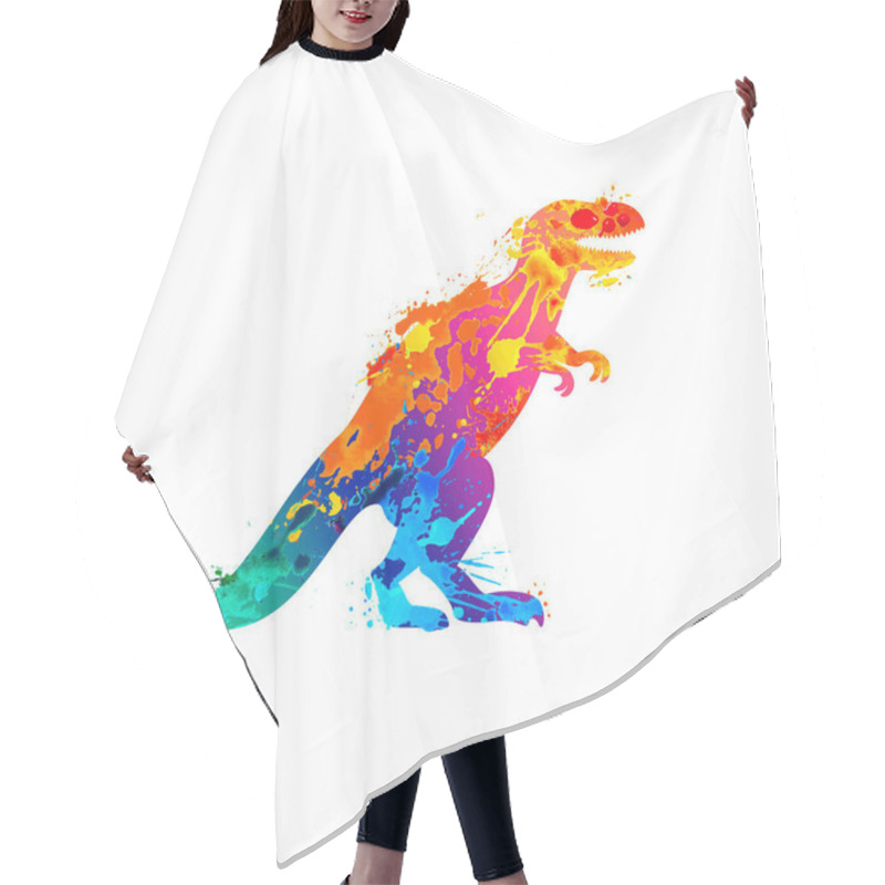 Personality  Vector Dinosaur Tyrannosaur Rex Of Splash Paint Hair Cutting Cape