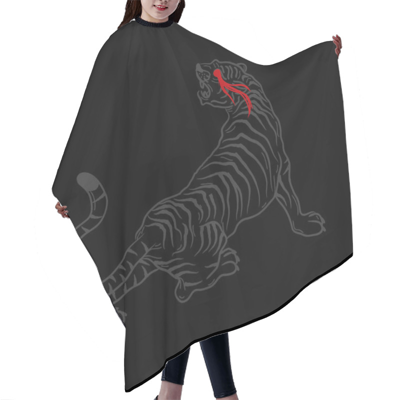 Personality  Red Eyed Tiger Silhouette Illustration Vector Hair Cutting Cape