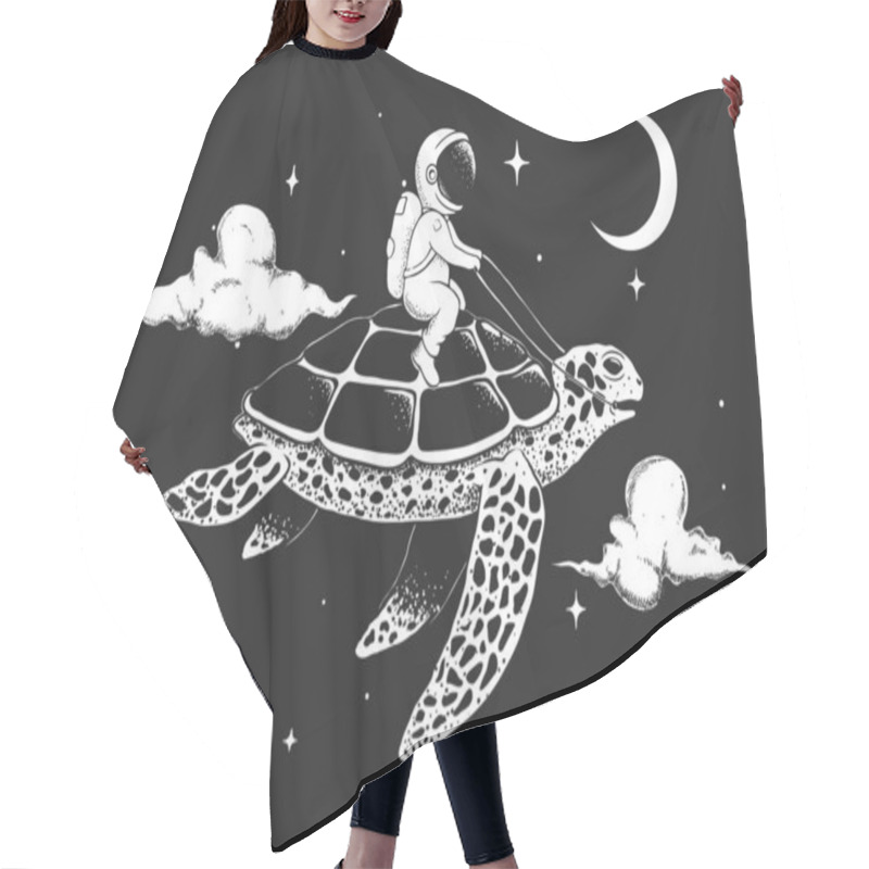 Personality  Astronaut Flying On A Turtle At The Night Hair Cutting Cape