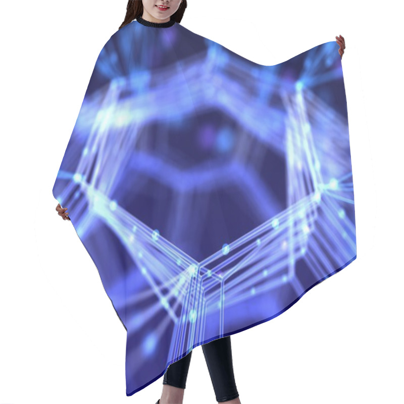 Personality  Closeup Network. Abstract Nanotechnology 3d Illustration. Hair Cutting Cape