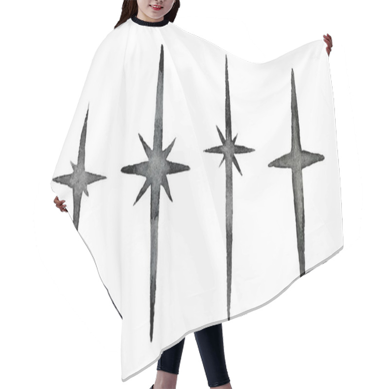 Personality  Handcrafted Set Of Graphite Stars On A White Background, Offering A Minimalistic And Elegant Design. Ideal For Celestial, Cosmic, And Modern-themed Artwork, Decor, And Stationery. Hair Cutting Cape